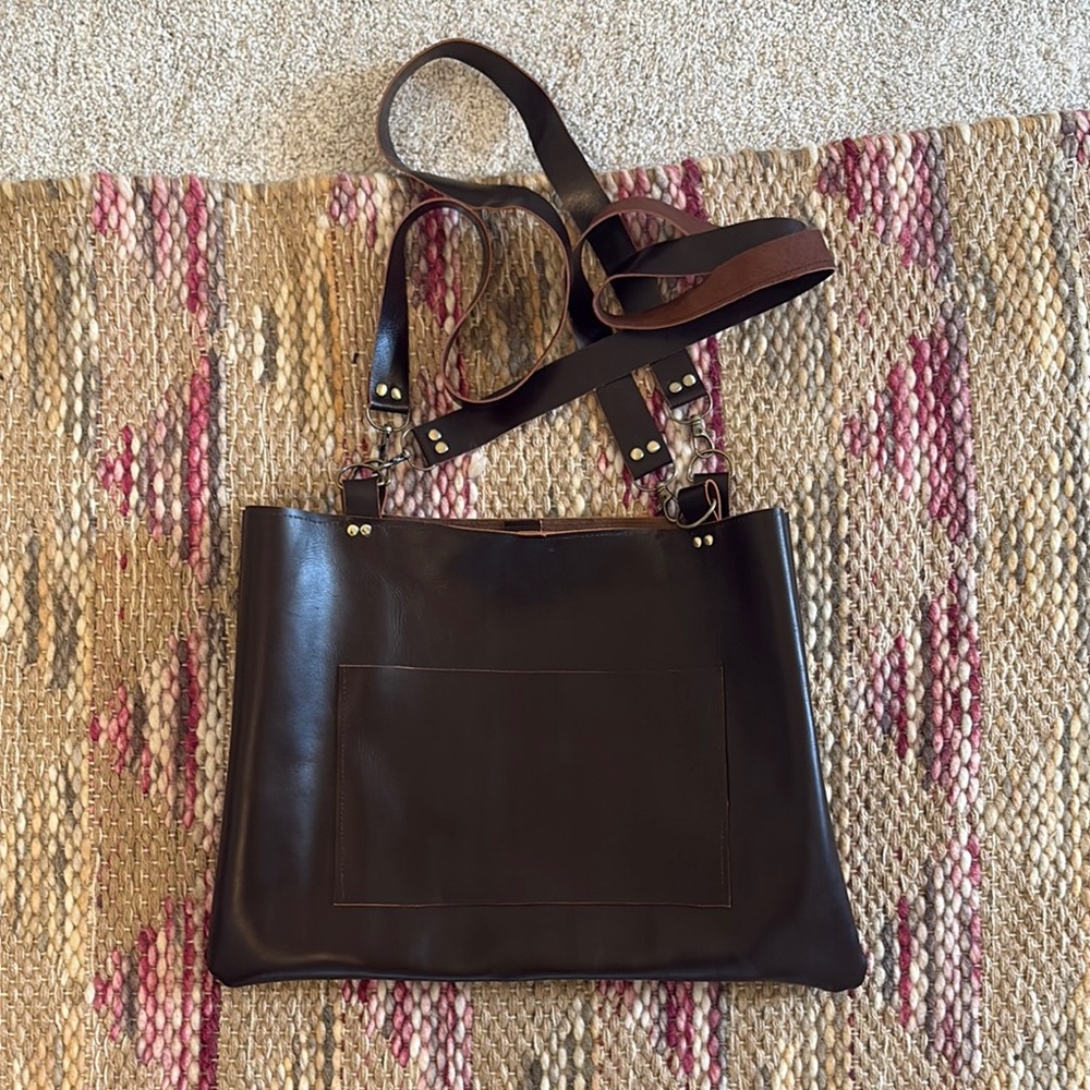 Elegant Black Leather Tote Bag